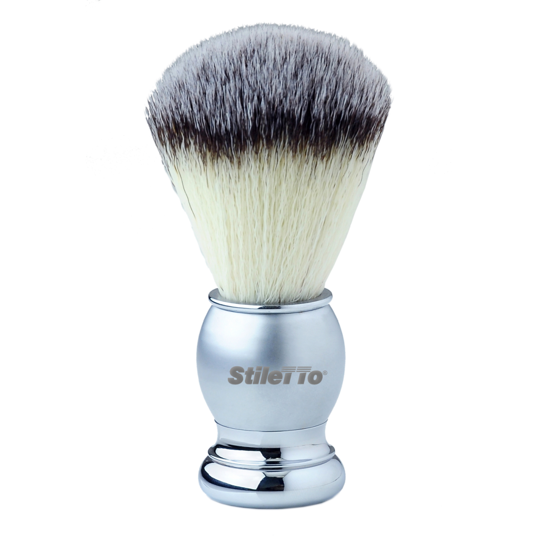 STILETTO BROCHA DE AFEITAR ST510SS DE PELO SINTETICO-plateado brillante