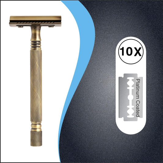 PEARL SS01 MAQUINA DE AFEITAR DOBLE HOJA ANTIQUE BRASS