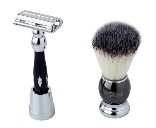 PEARL SET DE AFEITADO BROCHA Y MAQUINA DE AFEITAR DOBLE HOJA SRS -81D510B