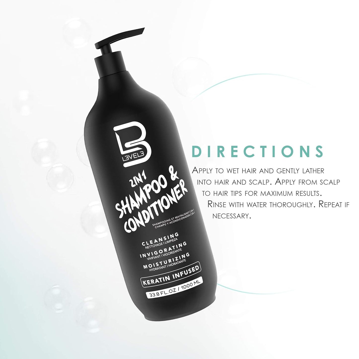 LEVEL3 SHAMPOO Y ACONDICIONADOR 2 en 1 1000 ml.