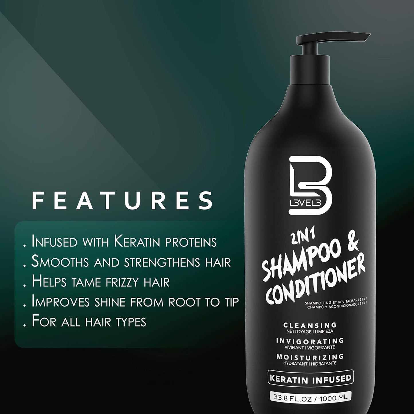 LEVEL3 SHAMPOO Y ACONDICIONADOR 2 en 1 1000 ml.