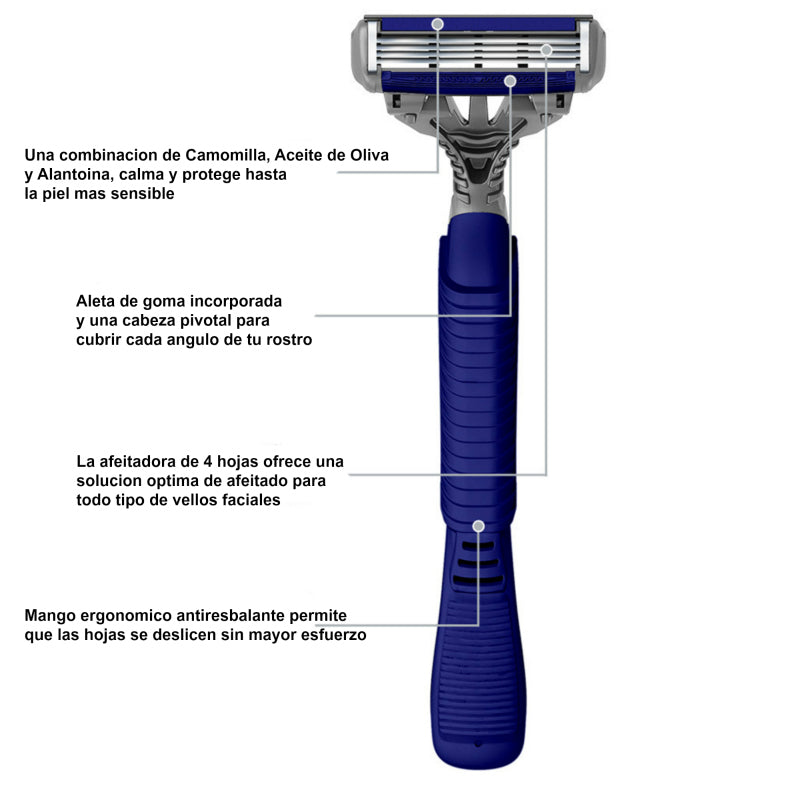 DESECHABLES MASCULINAS DE 4 HOJAS (paquete de 3 unidades)