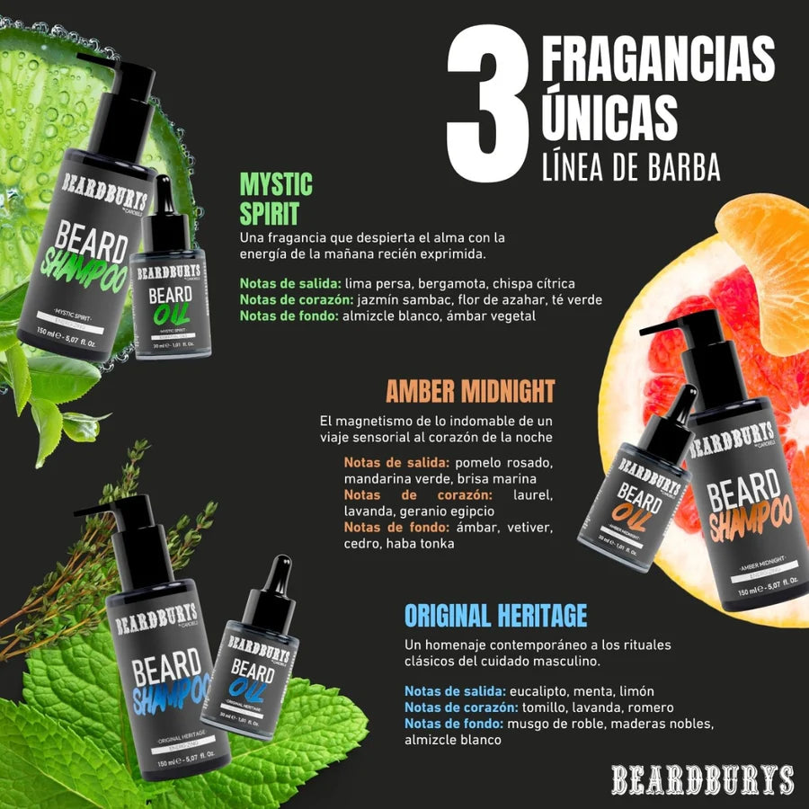 BEARDBURYS SHAMPOO ENERGIZANTE PARA LA BARBA AMBER MIDNIGHT