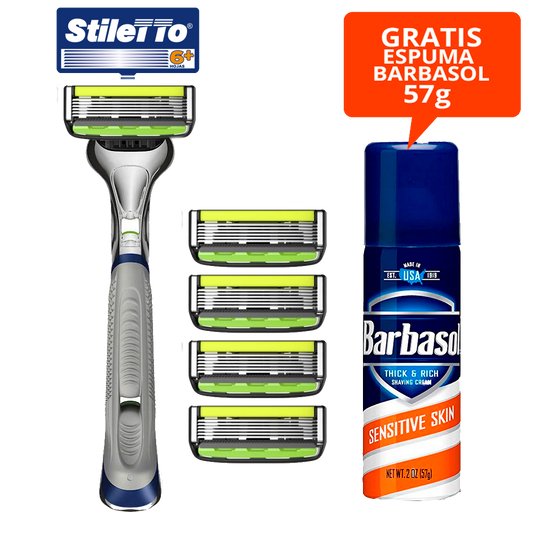 STILETTO® KIT DE AFEITAR DE 6 HOJAS PLUS