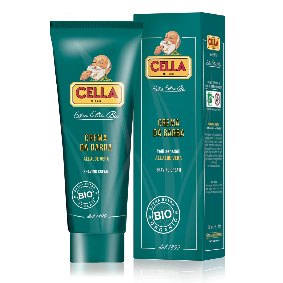 CELLA MILANO CREMA ORGANICA DE AFEITAR EN TUBO PARA PIEL SENSIBLE