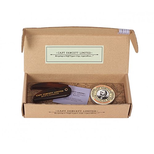 CAPTAIN FAWCETT'S SET CERA PARA BIGOTE SANDALWOOD CON PEINETA PLEGABLE