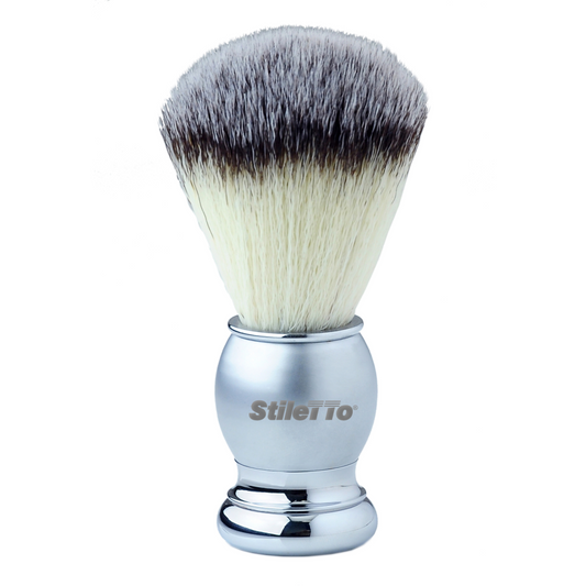 STILETTO BROCHA DE AFEITAR ST510SS DE PELO SINTETICO-plateado brillante