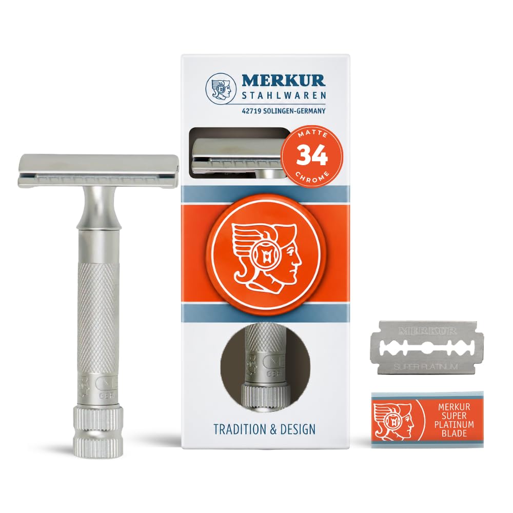 MERKUR 34C MAQUINA DE AFEITAR DOBLE HOJA-34002 CROMO SATINADO