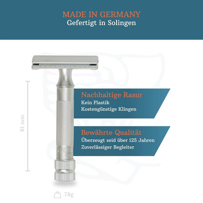 MERKUR 34C MAQUINA DE AFEITAR DOBLE HOJA-34002 CROMO SATINADO