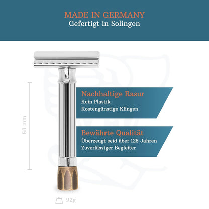 MERKUR PROGRESS 500 MAQUINA DE AFEITAR DOBLE HOJA-AJUSTABLE MANGO CORTO-500105