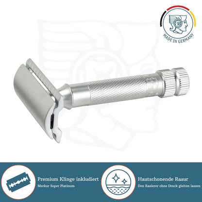 MERKUR 34C MAQUINA DE AFEITAR DOBLE HOJA-34002 CROMO SATINADO