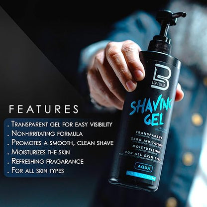 LEVEL3 GEL TRANSPARENTE DE AFEITADO AQUA 500 ml