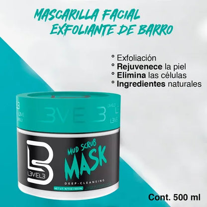 LEVEL3 MUD SCRUB MASK-Exfoliante Facial-500 ml