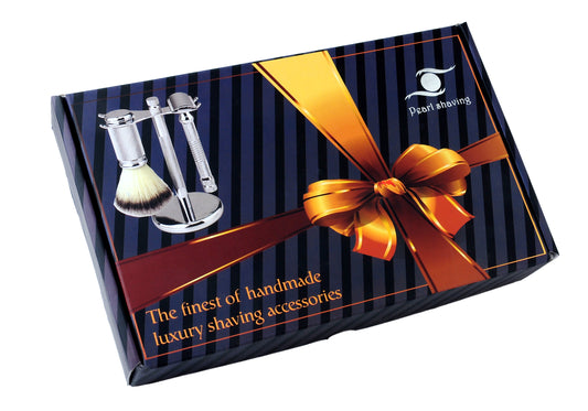 STILETTO SET DE AFEITADO BROCHA Y MAQUINA DE AFEITAR DOBLE HOJA SRB33 BLACK