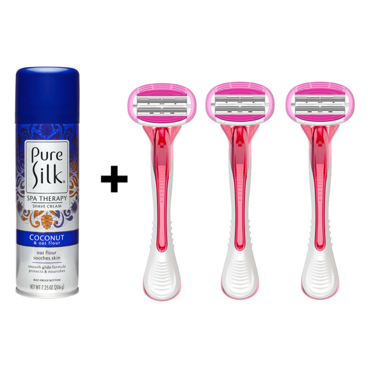 STILETTO® KIT FEMENINO DESECHABLE 6 HOJAS CON ESPUMA PURE SILK