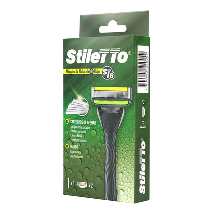 STILETTO® KIT DE AFEITADO 6 HOJAS CON HOJA TRIMMER POSTERIOR