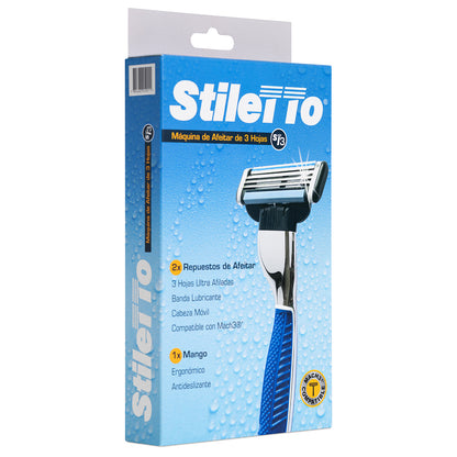 STILETTO® KIT DE AFEITADO DE 3 HOJAS COMPATIBLE CON GILLETTE® MACH3®