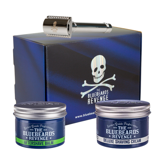 THE BLUEBEARDS REVENGE SET DE AFEITADO CON MAQUINA DOBLE HOJA