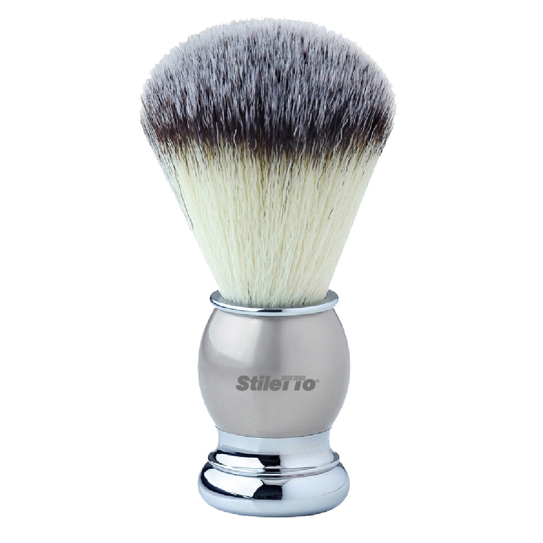 STILETTO BROCHA DE AFEITAR ST510S DE PELO SINTETICO-plateado opaco