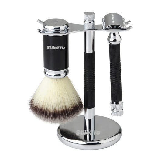 STILETTO SET DE AFEITADO BROCHA Y MAQUINA DE AFEITAR DOBLE HOJA SRB26