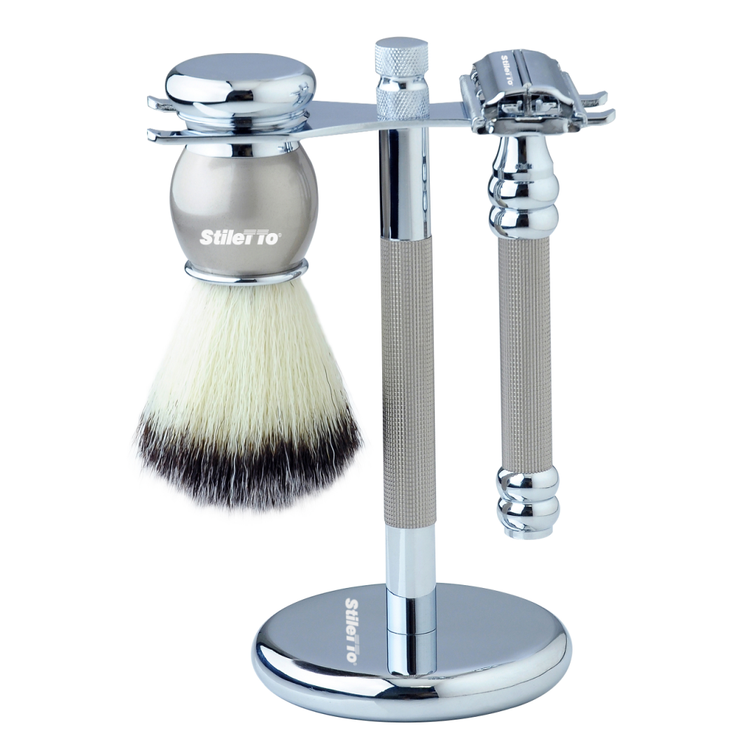 STILETTO SET DE AFEITADO BROCHA Y MAQUINA DE AFEITAR DOBLE HOJA SRB 511S