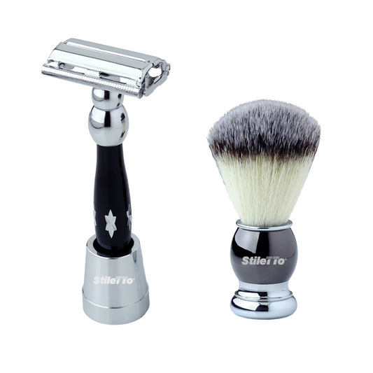 STILETTO SET DE AFEITADO BROCHA Y MAQUINA DE AFEITAR DOBLE HOJA SRS -81D510B