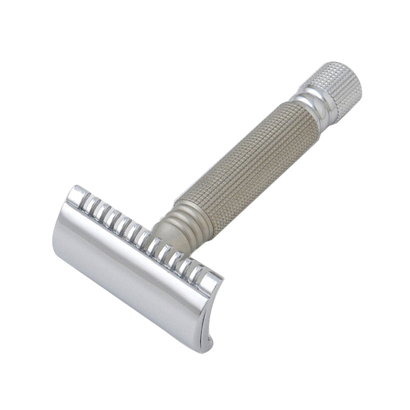 STILETTO SST02 MAQUINA DE AFEITAR DOBLE HOJA DE 3 PIEZAS-PEINE ABIERTO-plata mate