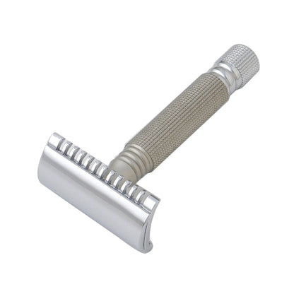 STILETTO SST02 MAQUINA DE AFEITAR DOBLE HOJA DE 3 PIEZAS-PEINE ABIERTO-plata mate