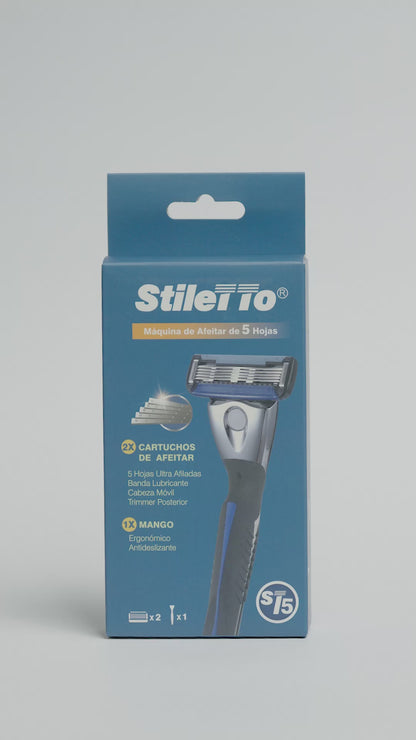 STILETTO® KIT DE AFEITADO DE 5 HOJAS CON HOJA TRIMMER POSTERIOR