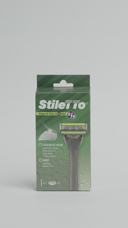 STILETTO® KIT DE AFEITADO 6 HOJAS CON HOJA TRIMMER POSTERIOR