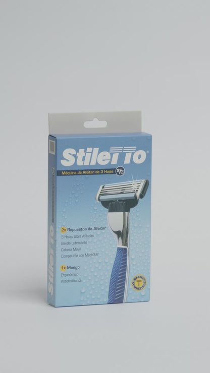 STILETTO® KIT DE AFEITADO DE 3 HOJAS COMPATIBLE CON GILLETTE® MACH3®