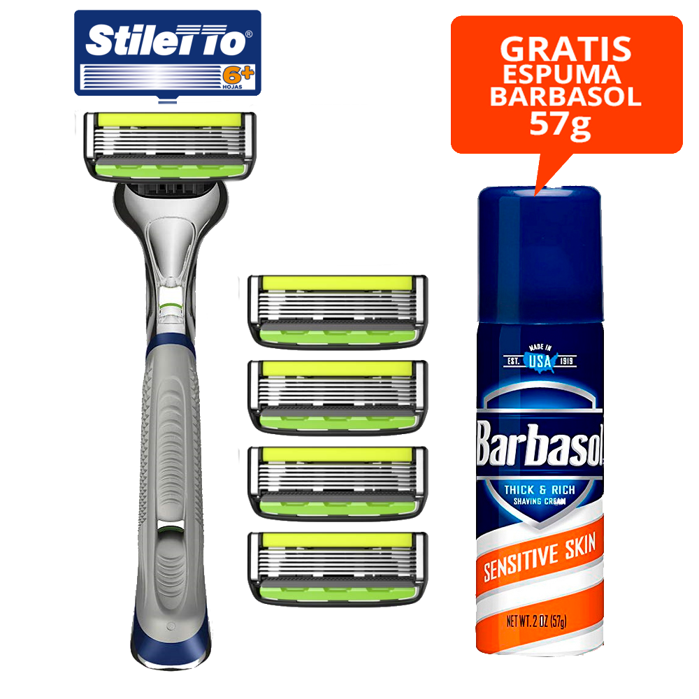 STILETTO® KIT DE AFEITAR DE 6 HOJAS PLUS