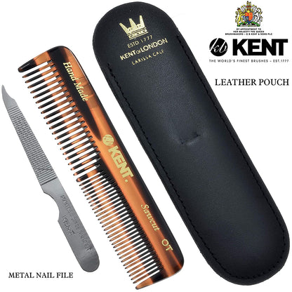 KENT PEINETA DE DIENTES FINOS Y GRUESOS CON LIMA Y ESTUCHE DE CUERO