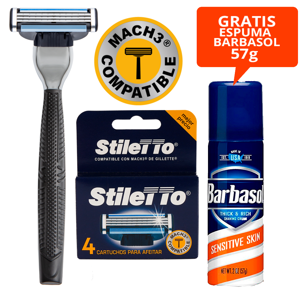 STILETTO® KIT DE AFEITADO COMPATIBLE CON GILLETTE® MACH3®