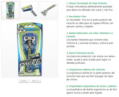 STILETTO® KIT DE AFEITAR DE 6 HOJAS PLUS