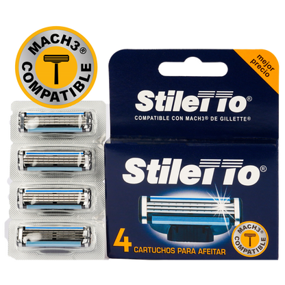 STILETTO® REPUESTO 3 HOJAS PARA MACH3®DE GILLETTE®
