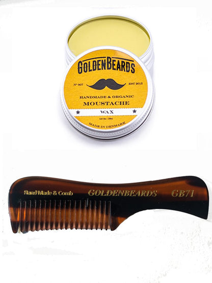GOLDEN BEARDS SET CERA ORGANICA PARA BIGOTES 15 ml. Y PEINETA